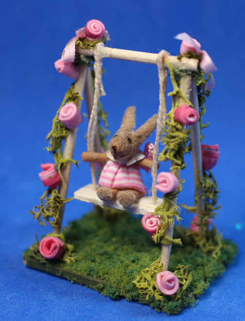 Rabbit on a swing - brown rabbit - child's toy (image for) Rabbit on a swing - brown rabbit - child's toy