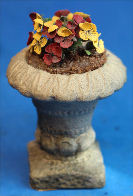 Planter - faux stone with pansies