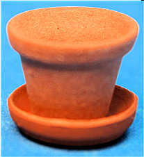 Flower pot & saucer - tiny - terra cotta - Click Image to Close