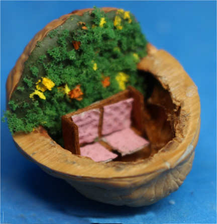 Garden scene in walnut shell