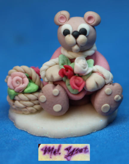 Teddy bear with basket by Mel Yost