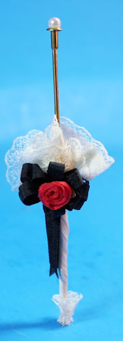 Parasol - white with black and red trim