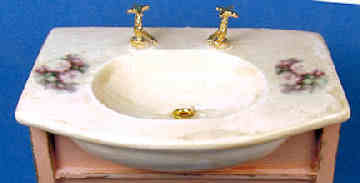 (image for) Sink & mirror with shelves - pink