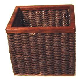 Wicker and wood planter