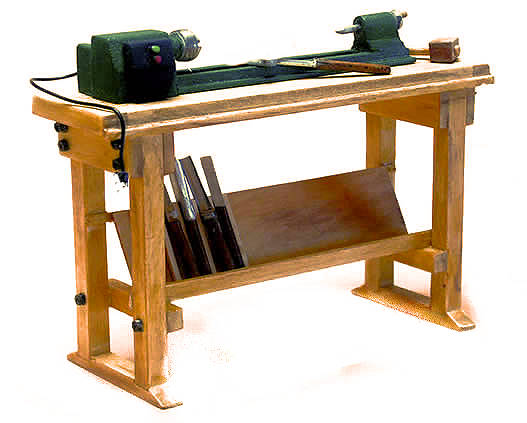 Wood lathe with table and tools - Click Image to Close