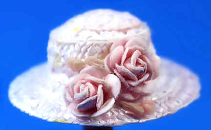 Lady's hat - pink straw (image for) Lady's hat - pink straw