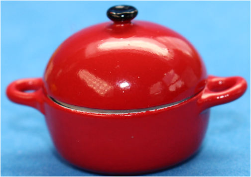 (image for) Cooking pot - round - smooth lid - red