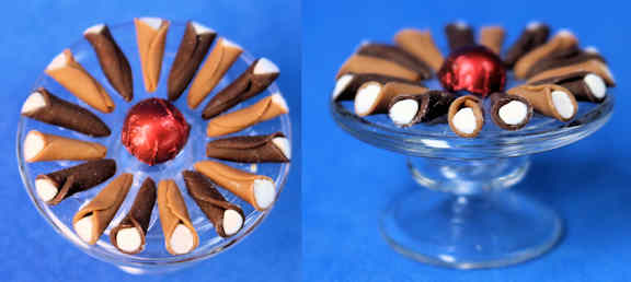 (image for) Chocolate cannolis on a pedestal dish