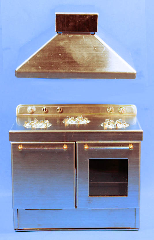 (image for) Kitchen stove with hood - stainless steel