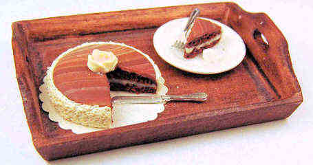 Cake & slice on tray - Click Image to Close