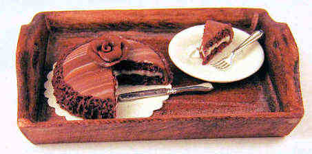 Cake & slice on tray - Click Image to Close