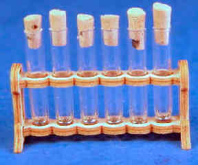(image for) Test tube rack with 6 stoppered test tubes
