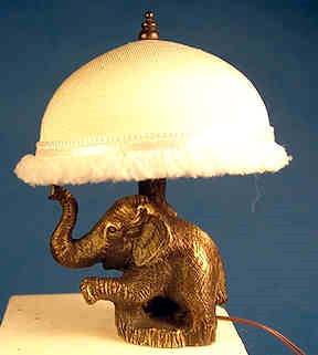 Table lamp -elephant base and fringed shade - Click Image to Close