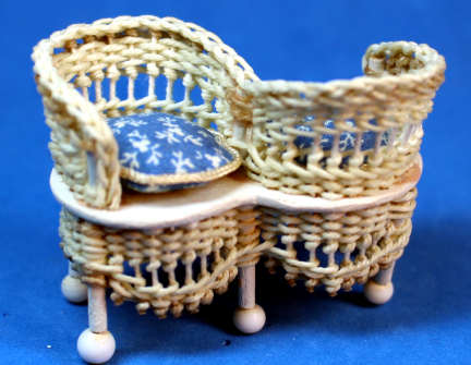 (image for) Tete a tete chair - wicker - 1/2 scale C. Hunt