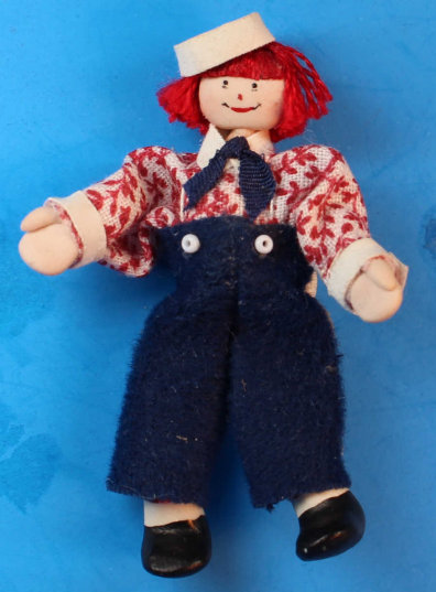 Doll for a doll - boy in dark blue overalls - Click Image to Close