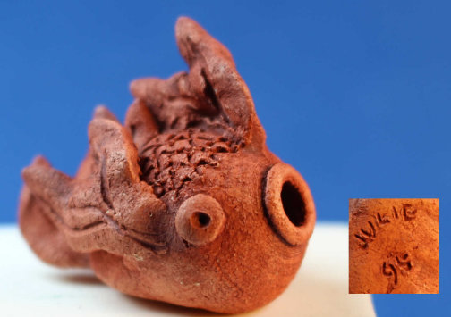 (image for) Terra cottta storage jar - fish design - large