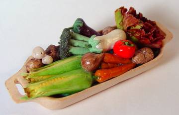 Wooden bowl of veggies