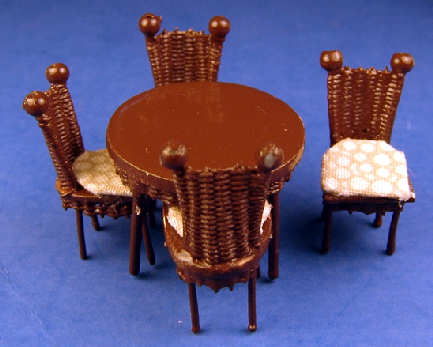 Dining set brown - 1/4 scale wicker - Click Image to Close