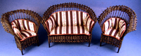 (image for) Sofa & chairs set - black wiicker- 3 piece