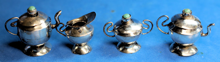 (image for) Tea set - Mexican silver with torquoise