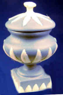 Footed lidded urn - light blue wedgewood style