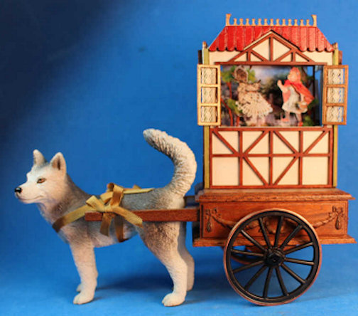 (image for) Dog pulling puppet theater