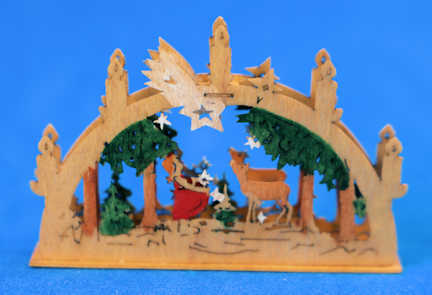 (image for) German double candle mantle piece - girl in forest